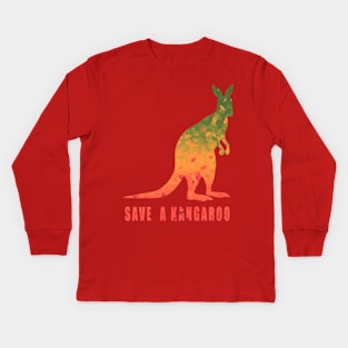 Save A Kangaroo Animal Lovers Support Australia Kids Long Sleeve T-Shirt